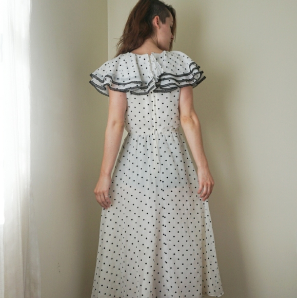 VTG 70s Polka Dot Dress - Picture 4 of 4